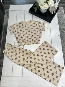 Girls 10-12 Rylee & Cru Boutique Tan Spring Floral 2 Pc Comfy 2pc Outfit  - Picture 1 of 12