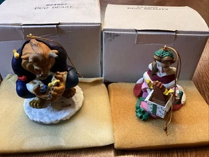 1990er Vintage Disney Die Schöne + Das Biest Set - Weihnachtszauber Ornament mit Box - Bild 1 von 12