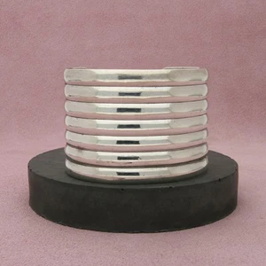 sterling silver vintage hand crafted wide ribbed cuff bracelet size 6.5in - Picture 1 of 3