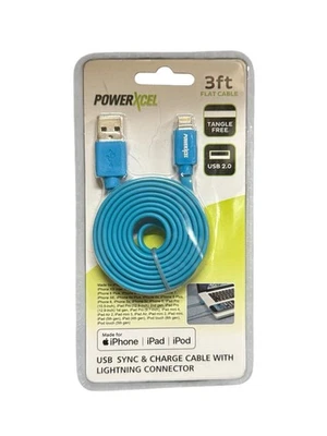 PowerXcel BLUE 30pin to USB Sync & Charge Cable 3 ft For iPod iPad iPhone - Image 1 of 2