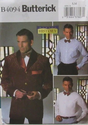 Butterick 4094 Men's 34-40 Making History Victorian SMOKING JACKET Shirt Pattern - Image 1 of 2