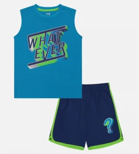 NEW W TAGS Max & Olivia Boys Shorts Set, Muscle Sleeve Top Turquoise Sz L 12/14 - Picture 1 of 1