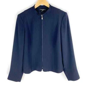 Louben Blazer Jacket Womens Navy Blue Full Zip Professional Office Size 10 - Picture 1 of 8