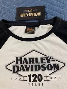 NWT Harley Davidson 120 Years Anniversary Edition 3/4 Sleeve Shirt Medium Womens - Picture 1 of 13