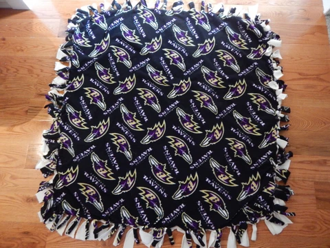 4' x 4' Baltimore Ravens Logo No Sew Tie Fleece Blanket Throw 48" x 48" Cover