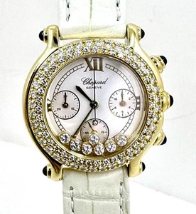 Chopard Happy Diamonds custom diamond bezel Chronograph 18k Gold 27/6785-23 - Picture 1 of 14