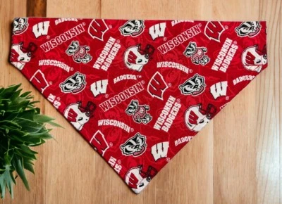 Wisconsin Perro Bandana Tejones SOBRE EL COLLAR Bandana Tejón Regalo Bandana Slide Foto 1 de 4