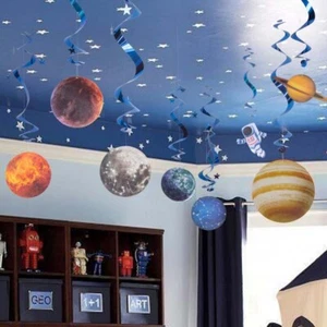 10Pc Solar System Hanging Swirl Decorations Outer Space Party Planet Supplies; - Picture 1 of 5