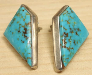 Lebendige handgefertigte Sterlingsilber hochwertige Türkis Ohrstecker X921B - Bild 1 von 2