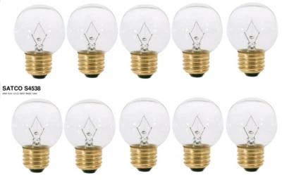 10 PACK Satco s4538 G16.5 Globe Bulb Medium E26 Clear 2700K Warm White 130V=120V - Image 1 of 4