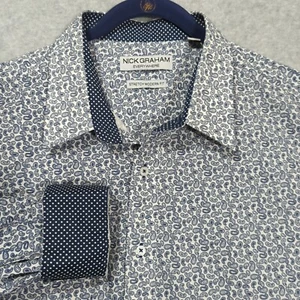 Nick Graham Everywhere Paisley Hemd Blau Flip Cuff Herren 2XL Stretch Modern Fit - Bild 1 von 10