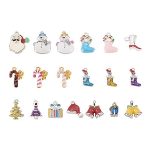100pc Alloy Enamel Cute Pendants Christmas Mini Charms Jewelry Making 7.5~17.5mm - Picture 1 of 4