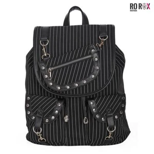 Banned Punk Goth Backpack Yamy Pinstripe Nugoth Alternative Work Uni School Bag - Picture 1 of 4