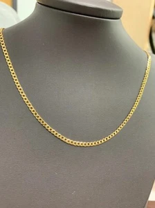 Collar de cadena de eslabones cubanos de oro macizo de 2,5 mm para hombres mujeres collar diario de 18" - Imagen 1 de 4