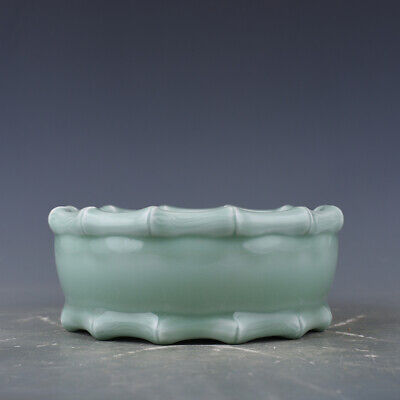 10  China Porcelain Qing Dynasty Daoguang Mark Cyan Glaze Bamboo Brush Washer • 734.53$