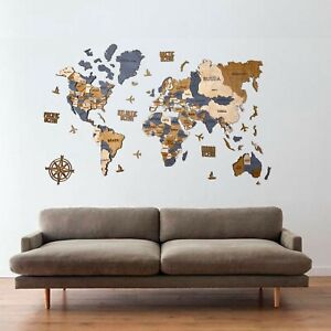 Wooden World Map Country Map Home Decor Gift Wooden Map M- 120x70 cm(47*27.5 in)