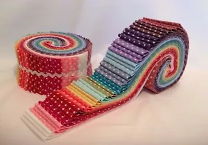 Polka Dot Rainbow Jelly Rolls, Fat Quarters, Quilting & Patchwork Packs JR27 - Picture 1 of 6