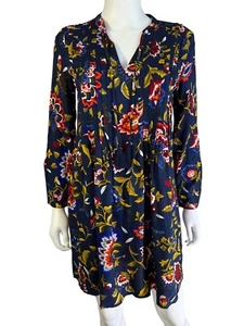 Old Navy Women's Tunic Dress Blue Floral Pintuck Tassel Rayon Oversize Size XS - Picture 1 of 11