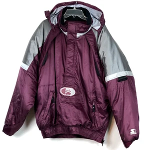 Vintage Montana Grizz Grizzlies Starter Hooded Puffer Pullover  Jacket Mens XL - Picture 1 of 18