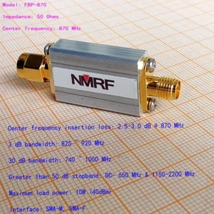 NUEVO 870 (840 ~ 900) MHz filtro de paso de banda, interfaz SMA - Imagen 1 de 5