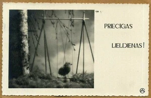 Postal de Pascua de Letonia 1939 con máquina de cancelación - Imagen 1 de 2