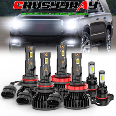 Faros LED + Kit de luces antiniebla para For GMC Sierra 1500 2500 3500 2007-2013 - Image 1 of 4
