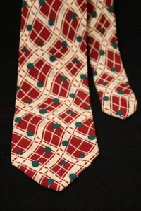 Corbata para hombre BOSS Hugo Boss patrón geométrico rojo blanco roto verde - Imagen 1 de 8