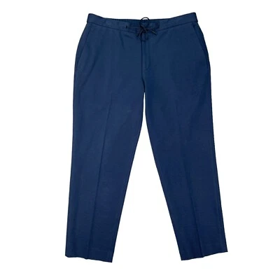 Pantalón de vestir Bar III para hombre 36 azul marino recortado al tobillo calce ajustado cintura elástica cordón Foto 1 de 4
