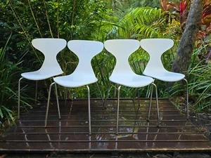 4x Freedom Furniture Jupiter Dinning Chairs Indoor/Outdoor White Seat - Gosford - Picture 1 of 10