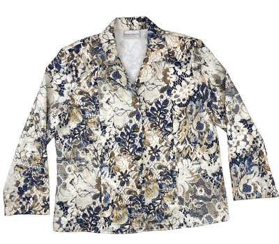 Cazadora Draper & Damons Mujer L Azul Beige Floral Manga Larga Botón Boda Foto 1 de 4