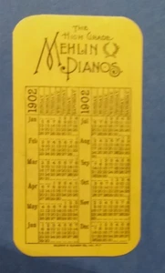 (Pgasteelers1) Auburn, N.Y.  Mehlin Pianos- celluloid 1902 Calendar card Rare🌠 - Picture 1 of 2