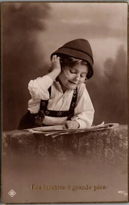 Victorian Boy With Glasses Vintage Postcard B150 - Picture 1 of 2
