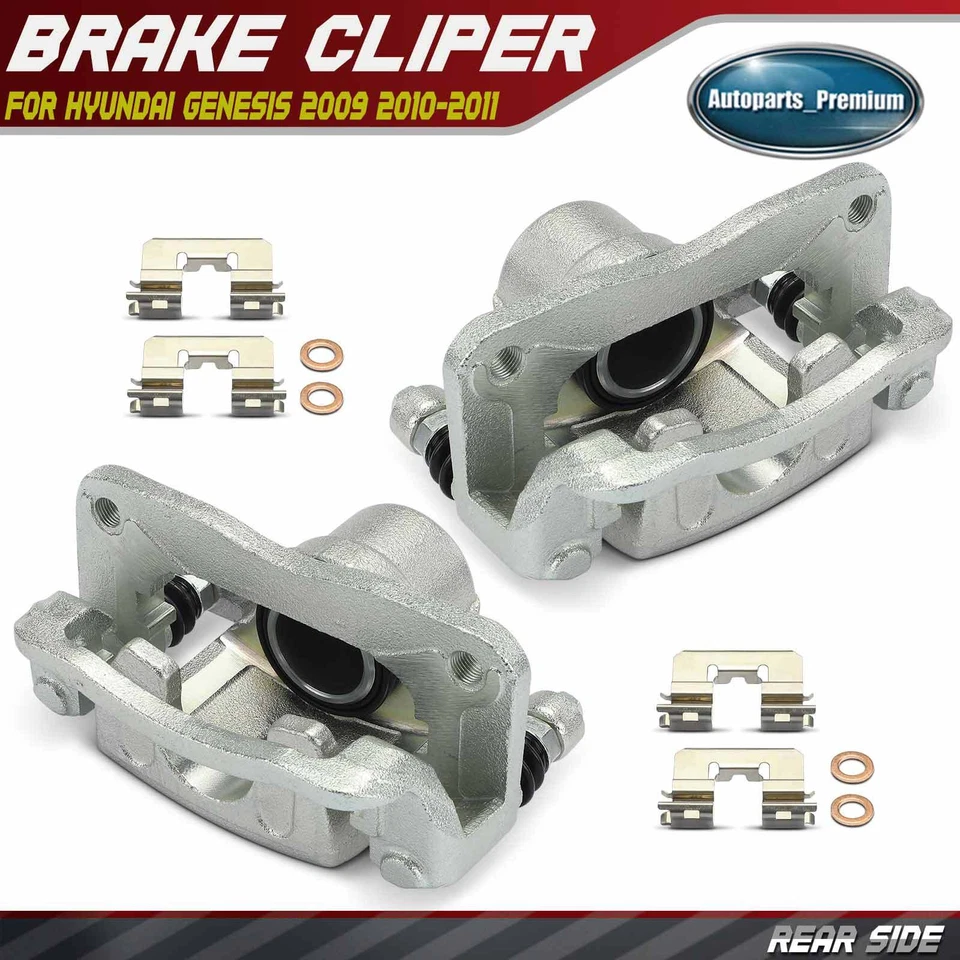 Par de pinzas de freno de disco traseras con soporte para Hyundai Genesis 2009 2010 2011 Foto 1 de 4