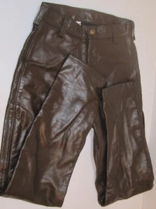 Vintage kleine Langlitz braune Damen-Motorradhose aus Leder mit Reißverschluss an den Seiten Sammlerstück - Bild 1 von 7