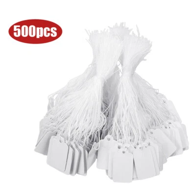 500X Label Tie String Strung Ticket Jewelry Merchandise Price Display Tags Set - Image 1 of 4