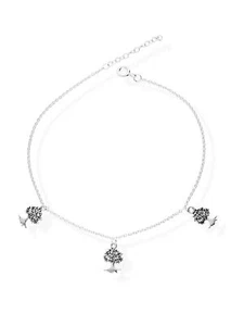 925 Silber Fußkette Lebensbaum Charm Damen Fußband Fußkettchen Fk50 - Picture 1 of 3
