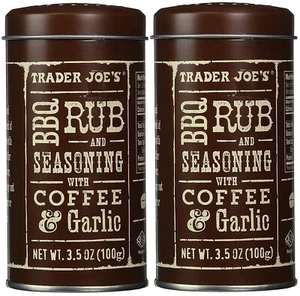 2x Trader Joe's NEU BBQ RUB KAFFEE KNOBLAUCH GEWÜRZ BLECHDOSE MISCHUNG 3,5 Unzen - Bild 1 von 3
