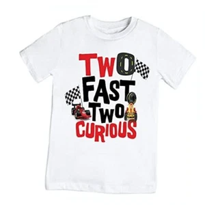 Two Fast two curious T-Shirt Second Birthday Shirt 2nd Birthday T-Shirt Race 2T - Picture 1 of 7