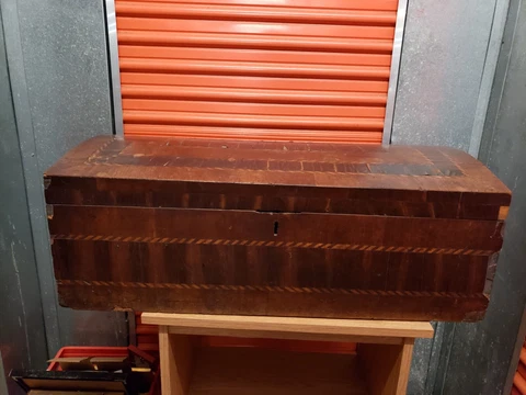 Antique Blanket Chest with Inlay Veneer Design (local pick up only) Cover