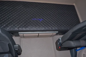 FITS DAF XG XG+ TRUCK ECO LEATHER BED COVER - BLACK WITH BLUE STITCHES - Picture 1 of 3
