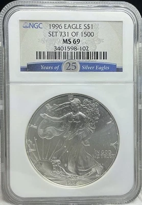 1996 American Silver Eagle Coin - NGC MS69 - Image 1 of 2