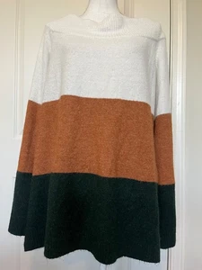 Andrée By Unit Color Block Sweater 3X Wide Neck Off the Shoulder Oversized Comfy - Picture 1 of 8