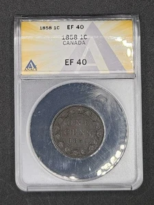 1858 Canada Large Cent | ANACS EF40 | Key Date! - Picture 1 of 4