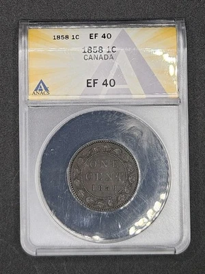 1858 Canada Large Cent | ANACS EF40 | Key Date! - Image 1 of 4