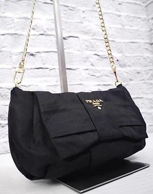 Auténtico ◆ Bandolera PRADA Cinta Grande Correa de Cadena Bolso de Hombro Bolso para Cámara Bolsa Foto 1 de 4