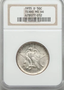 1935 D Silver Half Dollar Texas NGC MS 66 - Picture 1 of 4