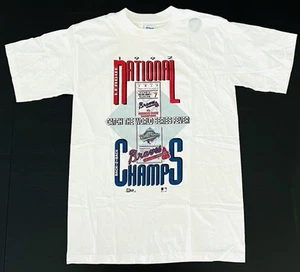 Vtg 1992 Atlanta Braves Back 2 Back NL Champions Tee T-Shirt M Single Stitch USA - Picture 1 of 8
