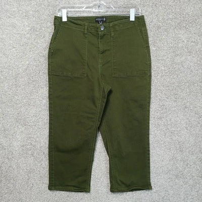 Pantalones de mezclilla Susan Graver para mujer 6 pantalones recortados tiro alto bolsillos utilitarios elásticos deni Foto 1 de 4