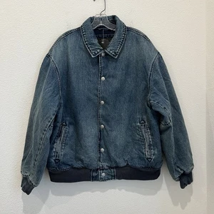 Levis Rowan Denim Varsity Relaxed-Fit Bomber Jacket - L Oversized Baggy - Picture 1 of 23