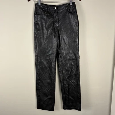 Pantalones Aritzia Wilfred negros de imitación de cuero cintura alta pierna recta talla 4 Foto 1 de 4